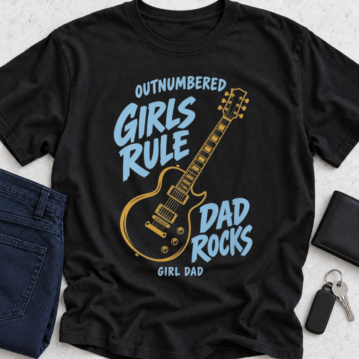 Outnumbered Girls Rule Dad Rocks T-Shirt