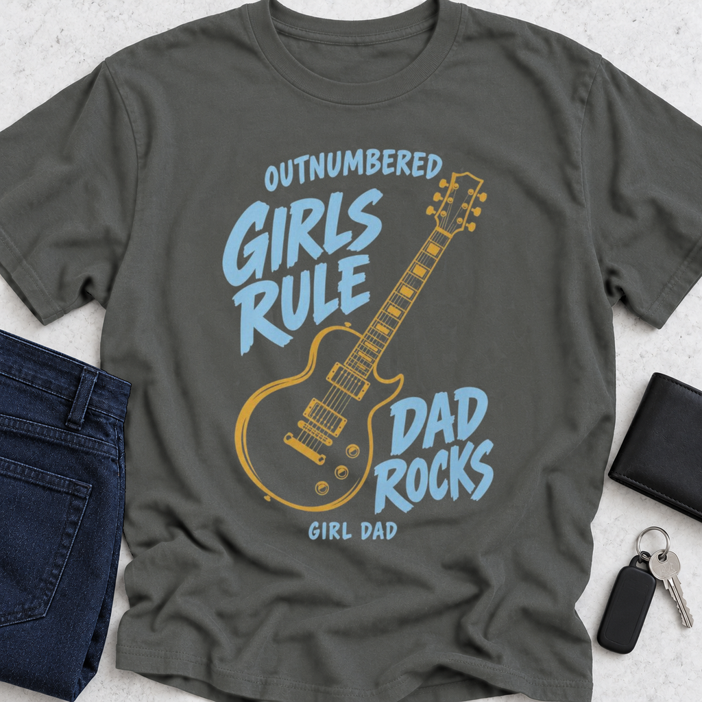 Outnumbered Girls Rule Dad Rocks T-Shirt